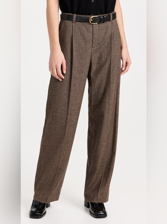 Vince Pants - Vince Houndstooth Pleat Front Pants Black Camel Wool Blend Business Casual Sz 4